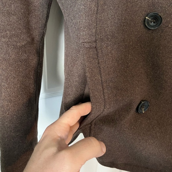 Mens Kennth Cole Reaction Double Breast Dress Peacoat Chocolate Brown EUC - Picture 7 of 15